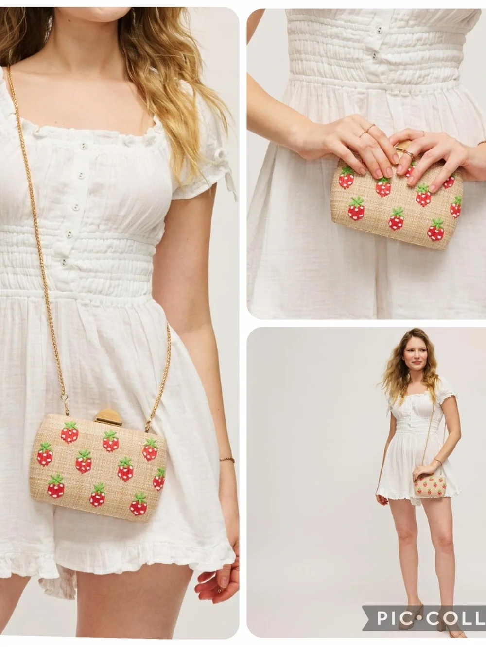 New Urban Expressions pebbles evening bag clutch crossbody bag chain strawberry